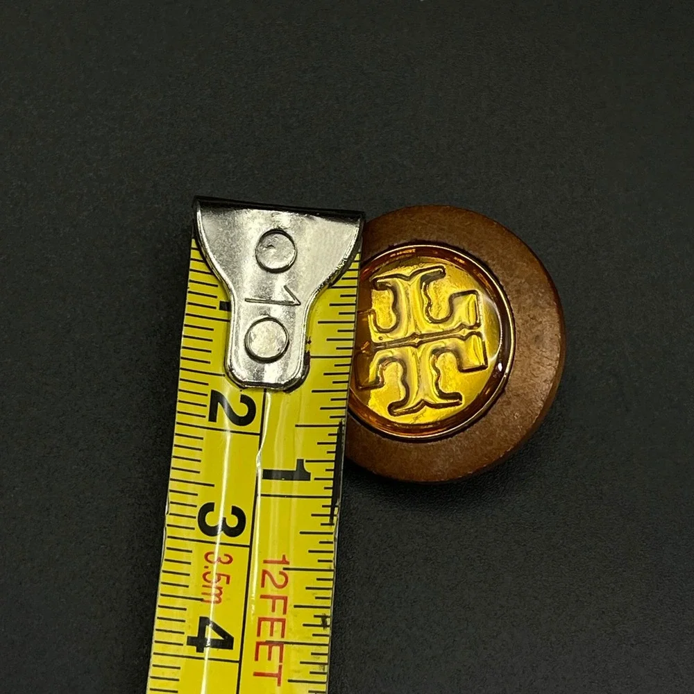 Tory Burch Replacement T Logo‎ Buttons Women Brown Gold Wood 6pc Set 1